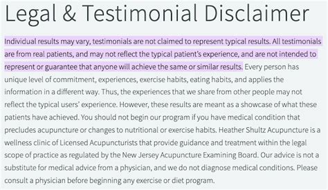 disclaimer results may vary